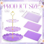 6 Pack Cupcake Stand Set 3 Pcs 3 Tier Gradient Dessert Table Display Stands Cookie Tray Rack 3 X14 in Rectangle, alternate