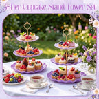6 Pack Cupcake Stand Set 3 Pcs 3 Tier Gradient Dessert Table Display Stands Cookie Tray Rack 3 X14 in Rectangle, alternate