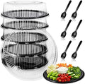 6 Pack Disposable Catering Trays with Lids for Party, 12 Inch, Black in 12.4 x 9.45 x 2.76 Inch in black