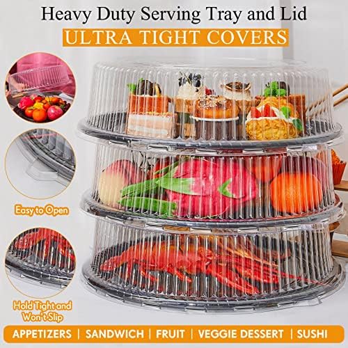 6 Pack Disposable Catering Trays with Lids for Party, 12 Inch, Black in 12.4 x 9.45 x 2.76 Inch in black, alternate view 4