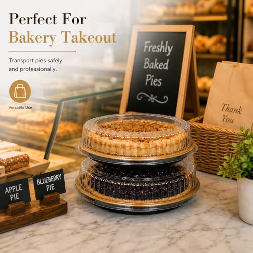 6 Pack Disposable Plastic Serving Trays with Clear Lids, 12 Inch Round Gold Sushi Trays, Party Platters, Pie, alternate view