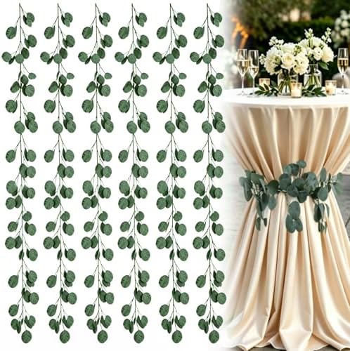 6 Pack Eucalyptus Garland Wedding Cocktail Table Ties Faux Greener