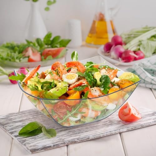 6 Pack Extra Large Serving Bowl - 64 Ounce Plastic Serving Bowls For Entertaining - Clear Plastic Bowls For, alternate view 2