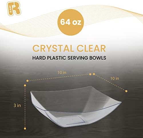 6 Pack Extra Large Serving Bowl - 64 Ounce Plastic Serving Bowls For Entertaining - Clear Plastic Bowls For, alternate view 3