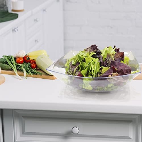 6 Pack Extra Large Square Serving Bowl - 128 Ounce Plastic Serving Bowls For Entertaining - Clear Plastic Bowls, alternate