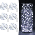 6 Pack Fairy Lights Battery Operated 7ft 20 LED Mini String Lights Twinkle Lights Silver Wire Firefly Starry