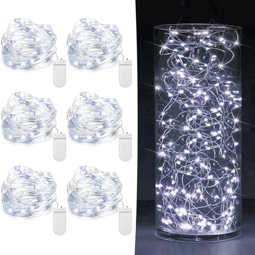 6 Pack Fairy Lights Battery Operated 7ft 20 LED Mini String Lights Twinkle Lights Silver Wire Firefly Starry
