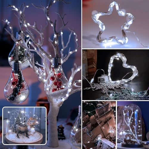 6 Pack Fairy Lights Battery Operated 7ft 20 LED Mini String Lights Twinkle Lights Silver Wire Firefly Starry, alternate view