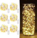 6 Pack Fairy Lights Battery Operated 7ft 20 LED Mini String Lights Twinkle Lights Silver Wire Firefly Starry