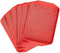 6 Pack Fast Food Serving Trays with Side Handles, 17" x 12" Commercial Cafeteria Plastic Trays, Stackable for