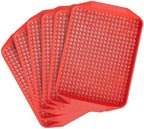 6 Pack Fast Food Serving Trays with Side Handles, 17" x 12" Commercial Cafeteria Plastic Trays, Stackable for