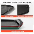 6 Pack Fast Food Serving Trays with Side Handles, 17" x 12" Commercial Cafeteria Plastic Trays, Stackable for, alternate view