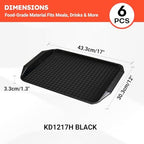 6 Pack Fast Food Serving Trays with Side Handles, 17" x 12" Commercial Cafeteria Plastic Trays, Stackable for, alternate view