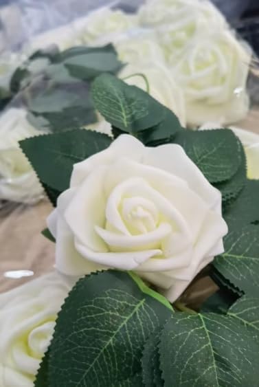 6 Pack Floral Hoop Centerpieces Table Decorations Kit Include 6 Metal Wreath Ring with 6 Wood Base 50 Rose, alternate view 2