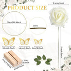 6 Pack Floral Hoop Centerpieces Table Decorations Kit Include 6 Metal Wreath Ring with 6 Wood Base 50 Rose, alternate view 3