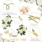 6 Pack Floral Hoop Centerpieces Table Decorations Kit Include 6 Metal Wreath Ring with 6 Wood Base 50 Rose, alternate view 4
