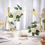 6 Pack Floral Hoop Centerpieces Table Decorations Kit Include 6 Metal Wreath Ring with 6 Wood Base 50 Rose, alternate view 5