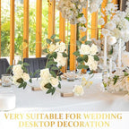 6 Pack Floral Hoop Centerpieces Table Decorations Kit Include 6 Metal Wreath Ring with 6 Wood Base 50 Rose, alternate view 6