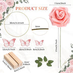 6 Pack Floral Hoop Centerpieces Table Decorations Kit Include 6 Metal Wreath Ring with 6 Wood Base 50 Rose, alternate view 2