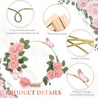 6 Pack Floral Hoop Centerpieces Table Decorations Kit Include 6 Metal Wreath Ring with 6 Wood Base 50 Rose, alternate view 3