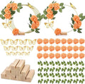 6 Pack Floral Hoop Centerpieces Table Decorations Kit Include 6 Metal Wreath Ring with 6 Wood Base 50 Rose
