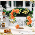 6 Pack Floral Hoop Centerpieces Table Decorations Kit Include 6 Metal Wreath Ring with 6 Wood Base 50 Rose, alternate view 4