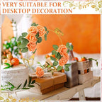 6 Pack Floral Hoop Centerpieces Table Decorations Kit Include 6 Metal Wreath Ring with 6 Wood Base 50 Rose, alternate view 5