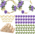 6 Pack Floral Hoop Centerpieces Table Decorations Kit Include 6 Metal Wreath Ring with 6 Wood Base 50 Rose