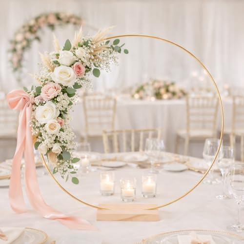 6 Pack Floral Hoop with Stand and 38-Yard Paddle Wire 20 Inch Metal Rings for DIY Centerpiece Table Decorations, alternate
