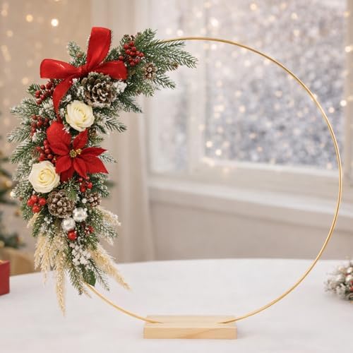 6 Pack Floral Hoop with Stand and 38-Yard Paddle Wire 20 Inch Metal Rings for DIY Centerpiece Table Decorations, alternate