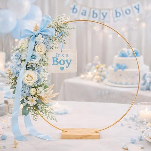 6 Pack Floral Hoop with Stand and 38-Yard Paddle Wire 20 Inch Metal Rings for DIY Centerpiece Table Decorations, alternate