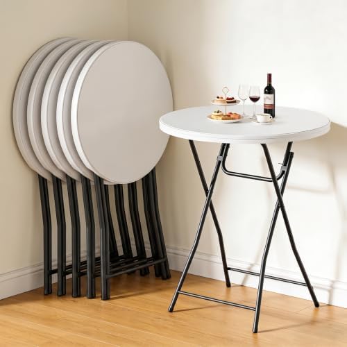 6 Pack Folding Table, 32 Inch Foldable Round Bar Table High Top Table