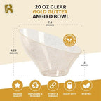 6 Pack Glitter Angled Candy Bowls - Gold Plastic bowls 20 Oz - Premium Gold Plastic Serving Bowls Disposable, alternate view