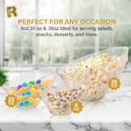 6 Pack Glitter Angled Candy Bowls - Gold Plastic bowls 20 Oz - Premium Gold Plastic Serving Bowls Disposable, alternate view