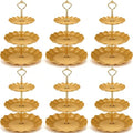 6 Pack Gold 3 Tier Cupcake Stand Plastic Serving Tray in gold