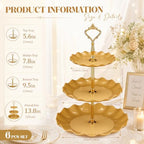 6 Pack Gold 3 Tier Cupcake Stand Plastic Serving Tray in gold, alternate view 3