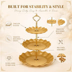 6 Pack Gold 3 Tier Cupcake Stand Plastic Serving Tray in gold, alternate view 6