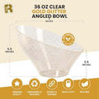 6 Pack Gold Glitter Angled Candy Bowls - Large Gold Plastic bowls - Premium Plastic Serving Bowls Heavy Duty For, alternate