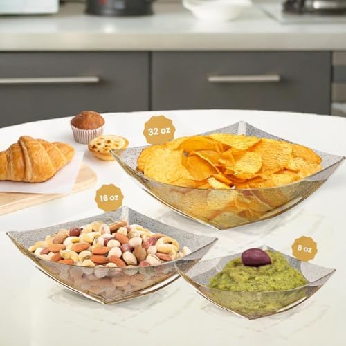 6 Pack Gold Small Plastic Serving Bowls 8 oz - Gold Glitter Small Plastic Bowls for Parties, Premium For, alternate view 2