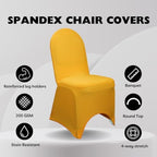 6 Pack Gold Stretch Spandex Banquet Chair Covers - Wedding Slip Premium Quality Cover in Gold, alternate view 3