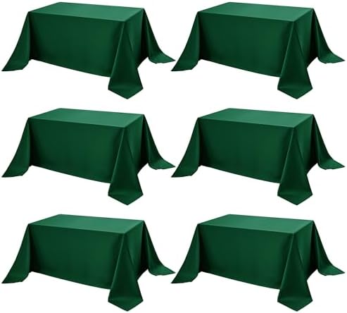 6-Pack Hunter Green Tablecloths for Rectangle Tables, 90 x 132 in