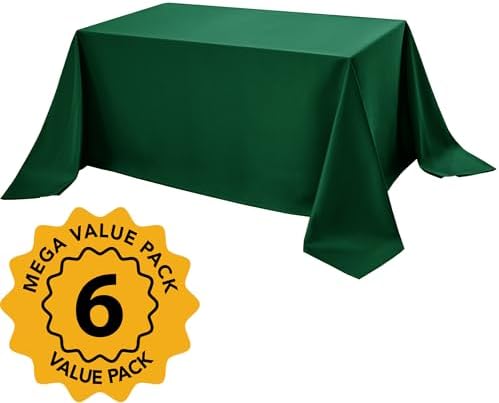 6-Pack Hunter Green Tablecloths for Rectangle Tables, 90 x 132 in, alternate view 2