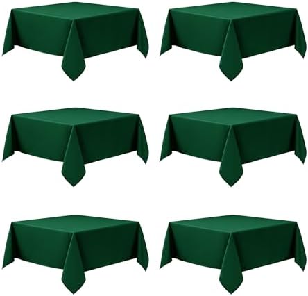 6-Pack Hunter Green Tablecloths for Square Tables, 70 x 70 Inches in 70 x 70 Inches