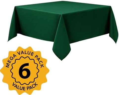 6-Pack Hunter Green Tablecloths for Square Tables, 70 x 70 Inches in 70 x 70 Inches, alternate view 2