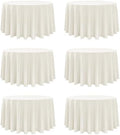 6-Pack Ivory Round Tablecloths, 108 in, for 4-5 Ft Round Tables