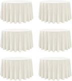 6-Pack Ivory Round Tablecloths, 108 in, for 4-5 Ft Round Tables