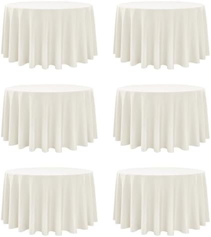 6-Pack Ivory Round Tablecloths, 108 in, for 4-5 Ft Round Tables