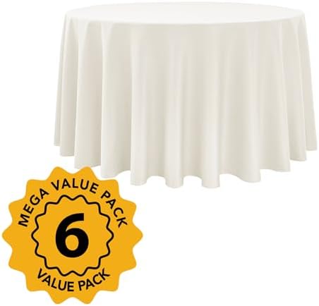 6-Pack Ivory Round Tablecloths, 108 in, for 4-5 Ft Round Tables, alternate view 2