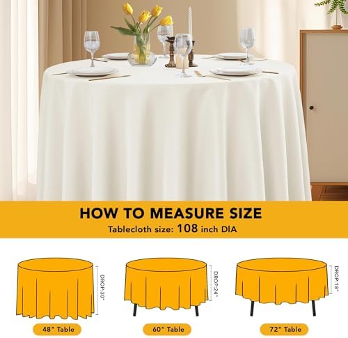 6-Pack Ivory Round Tablecloths, 108 in, for 4-5 Ft Round Tables, alternate view 6