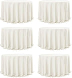 6-Pack Ivory Round Tablecloths, 132 in, for 6-8 Ft Round Tables in Ivory